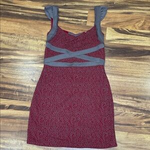 Free People Burgundy and Charcoal Mini Dress